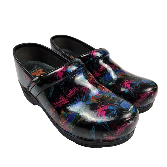 Dansko Shoes - Dansko XP 2.0 Paint Splatter Patent Clogs Sz 41‎ Non Slip Nursing Shoes